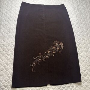 Giorgio Fiorlini Y2K Faux Suede Embroidered Maxi Skirt 22W Brown Boho Western